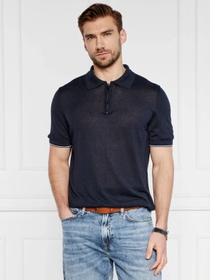 BOSS BLACK Lniane polo trieste | Regular Fit granatowy