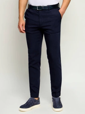 BOSS BLACK Lniane spodnie chino Kane | Regular Fit granatowy