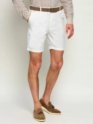 BOSS BLACK Lniane szorty chino Kane | Regular Fit biały