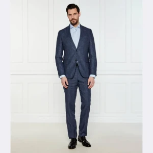 BOSS BLACK Lniany garnitur C-Huge-2Pcs-Peak-252 | Slim Fit | z dodatkiem wełny