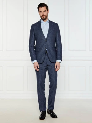 BOSS BLACK Lniany garnitur C-Huge-2Pcs-Peak-252 | Slim Fit | z dodatkiem wełny
