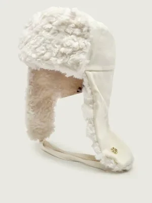 BOSS BLACK Ocieplana czapka Virginyo-L-FF | shearling | wełna