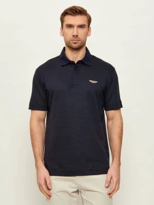 BOSS BLACK Polo C-Parris 248 Boss x Aston Martin | Regular Fit | z dodatkiem lnu granatowy