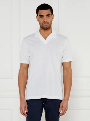 BOSS BLACK Polo H-Ponti 28 | Regular Fit | z dodatkiem lnu biały