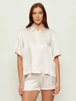 BOSS BLACK Satynowa góra od piżamy B Monogram | Regular Fit