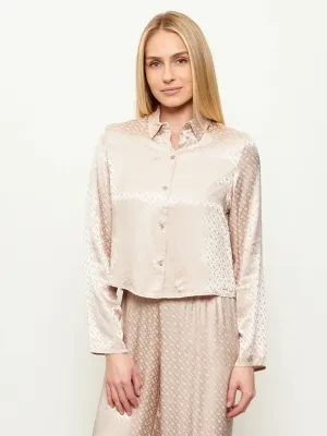 BOSS BLACK Satynowa góra od piżamy B Monogram | Relaxed fit