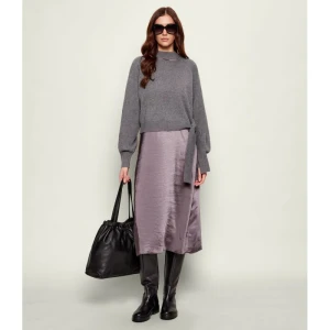 BOSS BLACK Satynowa sukienka 2w1 Flalina | z dodatkiem wełny i kaszmiru