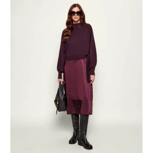 BOSS BLACK Satynowa sukienka 2w1 Flalina | z dodatkiem wełny i kaszmiru