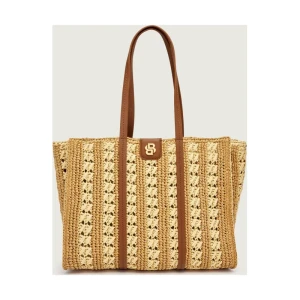 BOSS BLACK Shopperka BEYOND | z dodatkiem skóry