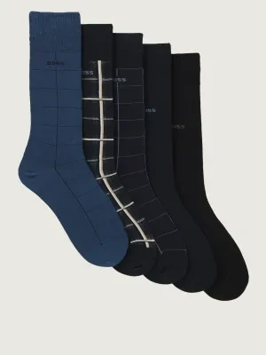 BOSS BLACK Skarpety 5-pack 5PRSGiftset Check CC