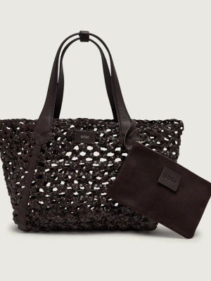 BOSS BLACK Skórzana shopperka + saszetka Lenah