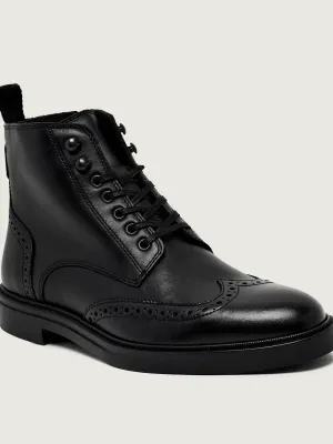 BOSS BLACK Skórzane buty wysokie Calev_Halb_ltbrfb