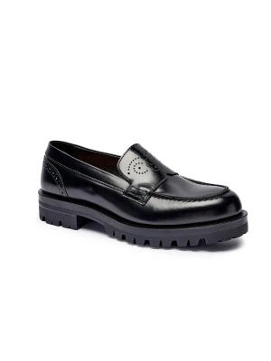 BOSS BLACK Skórzane loafersy Helen