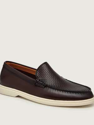BOSS BLACK Skórzane loafersy Sienne brązowy