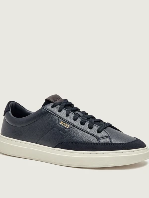 BOSS BLACK Skórzane sneakersy Kieran_Tenn_sdtbal | zamsz granatowy