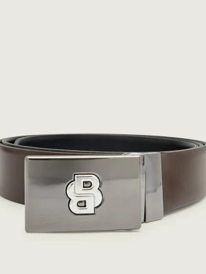 BOSS BLACK Skórzany dwustronny pasek B_Icon_Plq_Gb35_pp brązowy