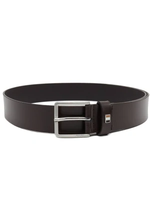 BOSS BLACK Skórzany pasek Ther-Flag-E_Sz35 brązowy