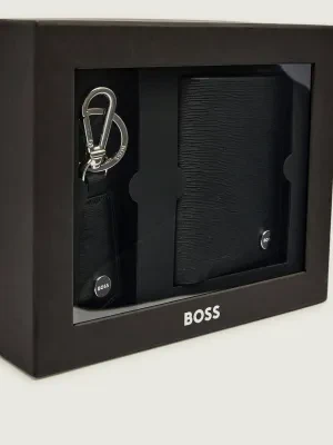 BOSS BLACK Skórzany portfel + brelok GBBM_Bifold&Keyring
