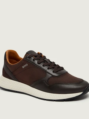 BOSS BLACK Sneakersy Titanium_Runn_buny | z dodatkiem skóry brązowy