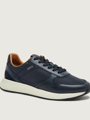BOSS BLACK Sneakersy Titanium_Runn_buny | z dodatkiem skóry granatowy