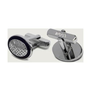 BOSS BLACK Spinki do mankietów B-OVALDOMEDMONO-CUF
