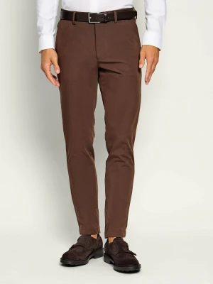 BOSS BLACK Spodnie chino P-Kaiton1-Zip | Slim Fit brązowy