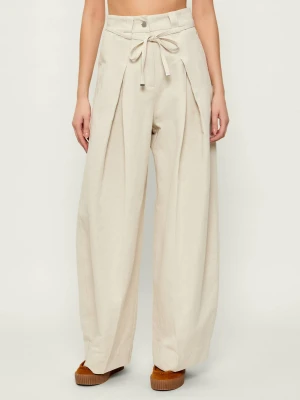 BOSS BLACK Spodnie Tamoura-W | Relaxed fit | z dodatkiem lnu