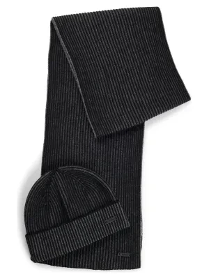 BOSS BLACK Szal + czapka Ercole | z dodatkiem wełny i kaszmiru