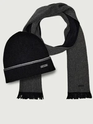 BOSS BLACK Szal + czapka Hernesto_SET | z dodatkiem wełny