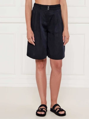 BOSS BLACK Bermudy Tilena-W | Loose fit | z dodatkiem lnu granatowy