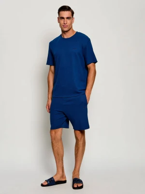 BOSS BLACK Szorty Waffle | Regular Fit granatowy
