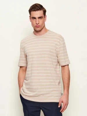 BOSS BLACK T-shirt H-Taut 235 | Regular Fit | z dodatkiem lnu beżowy