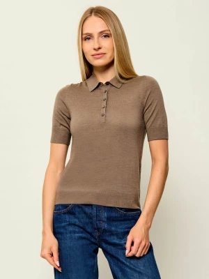 BOSS BLACK Wełniane polo Fidenka | Regular Fit beżowy