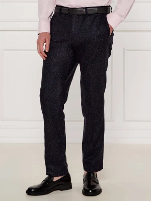 BOSS BLACK Wełniane spodnie H-Genius-DTL-243 | Slim Fit | z dodatkiem jedwabiu granatowy