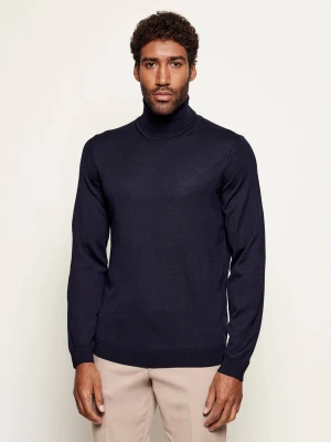 BOSS BLACK Wełniany golf Musso-P | Slim Fit granatowy