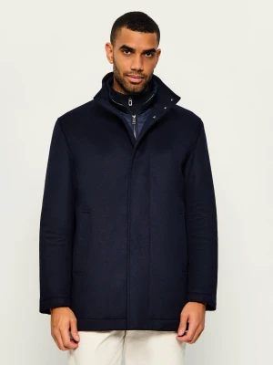 BOSS BLACK Wełniany płaszcz 2w1 H-Coxtan-Bib-264 | z dodatkiem kaszmiru granatowy