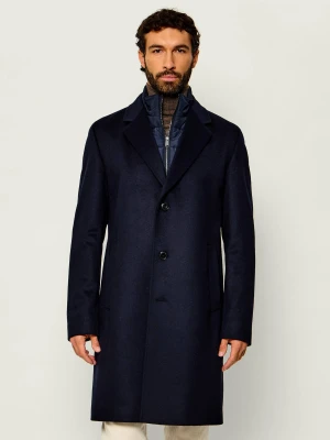 BOSS BLACK Wełniany płaszcz 2w1 H-Jared-BIB-264 | z dodatkiem kaszmiru granatowy