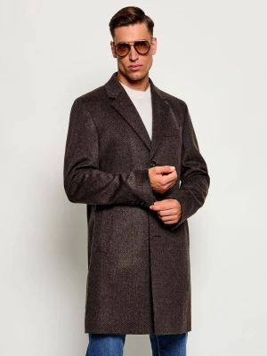 BOSS BLACK Wełniany płaszcz H-Hyde-264 | z dodatkiem kaszmiru brązowy