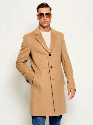 BOSS BLACK Wełniany płaszcz H-Hyde-264 | z dodatkiem kaszmiru camel