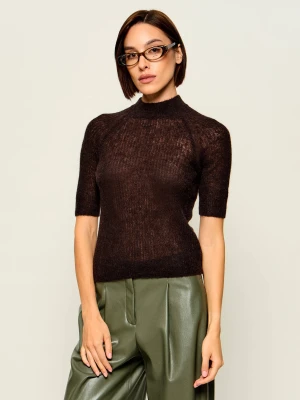 BOSS BLACK Wełniany półgolf Fewe | Slim Fit brązowy