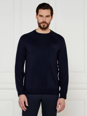 BOSS BLACK Wełniany sweter Balleto_PS Boss X Porsche | Regular Fit granatowy