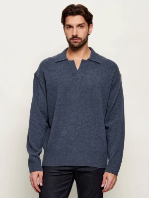 BOSS BLACK Wełniany sweter C-Ucari | Regular Fit granatowy