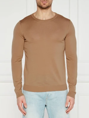 BOSS BLACK Wełniany sweter Leno-P | Slim Fit camel