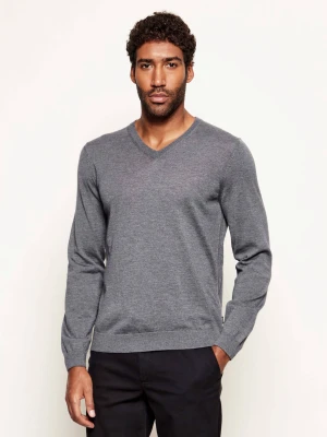 BOSS BLACK Wełniany sweter Melba-P | Slim Fit szary