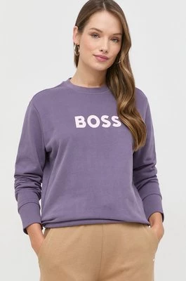 BOSS bluza bawełniana 50468357 damska kolor fioletowy z nadrukiem 50468357