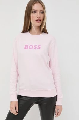 BOSS bluza bawełniana 50468357 damska kolor różowy z nadrukiem 50468357