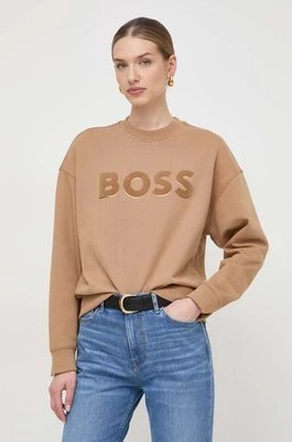 BOSS bluza bawełniana damska kolor beżowy z aplikacją 50508499