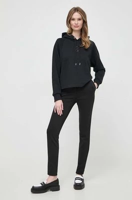 BOSS bluza bawełniana damska kolor czarny z kapturem z aplikacją 50516123