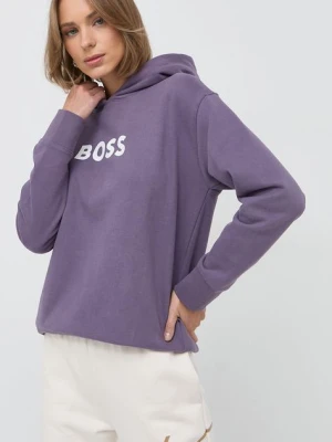 BOSS bluza bawełniana damska kolor fioletowy z kapturem 50468367