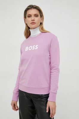BOSS bluza bawełniana damska kolor różowy z nadrukiem 50468357